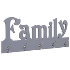 Greatstore Nástěnný věšák FAMILY šedý 74 x 29,5 cm
