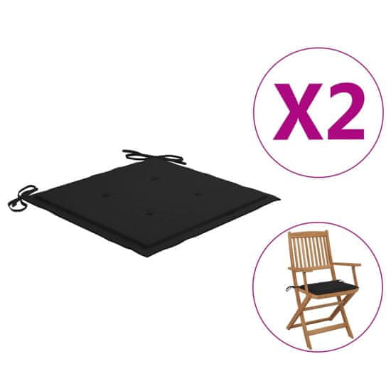 Greatstore Podušky na zahradní židle 2 ks černé 40 x 40 x 4 cm textil