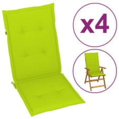 Petromila Podušky na židli vysoké opěradlo 4 ks jasně zelené 120x50x3 cm