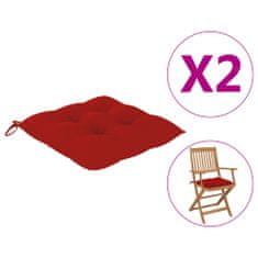Greatstore Podušky na židle 2 ks červené 40 x 40 x 7 cm textil