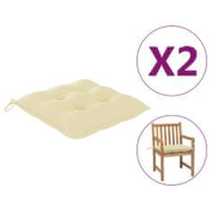 Vidaxl Podušky na židle 2 ks krémově bílé 50 x 50 x 7 cm textil