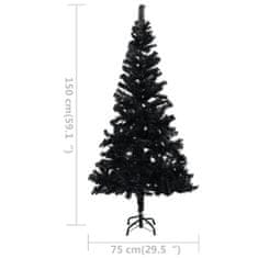 Greatstore Umělý vánoční stromek se stojanem černý 150 cm PVC