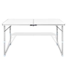 Greatstore Skládací kempingový stůl s nastavitelnou výškou, hliníkový 120 x 60 cm