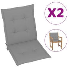 Vidaxl Polstry na zahradní židle 2 ks šedé 100 x 50 x 4 cm