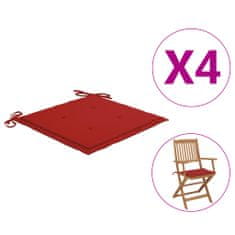 Vidaxl Polstry na zahradní židle 4 ks červené 40 x 40 x 4 cm
