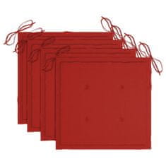Vidaxl Polstry na zahradní židle 4 ks červené 40 x 40 x 4 cm