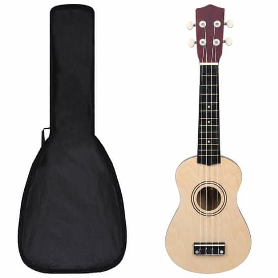 Vidaxl Set soprano ukulele s obalem pro děti světlé dřevo 21"