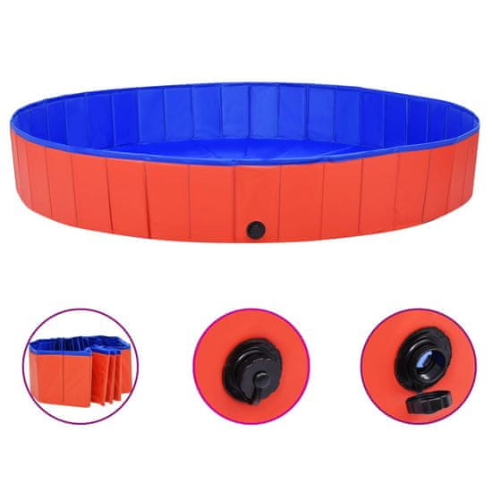Greatstore Skládací bazén pro psy červený 200 x 30 cm PVC