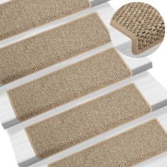 Vidaxl Samolepící nášlapy na schody vzhled sisal 15 ks 65x25 cm béžové