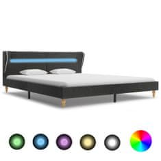 Greatstore Rám postele s LED světlem tmavě šedý jutovina 180 x 200 cm