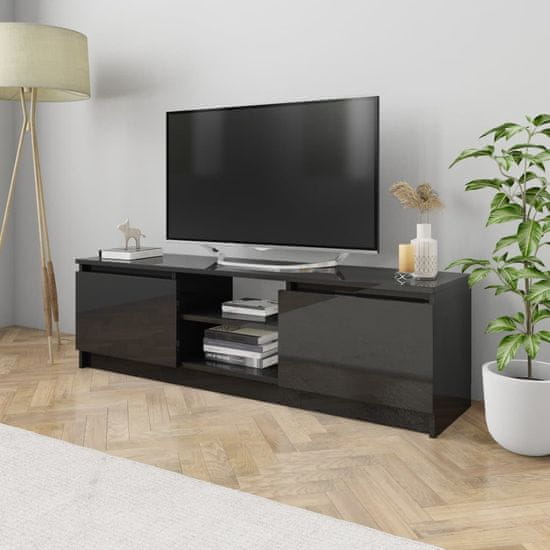 Greatstore TV stolek černý s vysokým leskem 120 x 30 x 35,5 cm dřevotříska