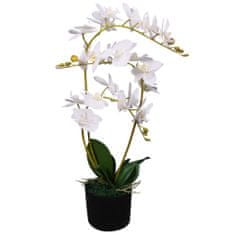 Greatstore Umělá rostlina orchidej s květináčem 65 cm bílá