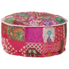 shumee vidaXL Kulatý Patchwork Pouffe Ručně vyrobený 40 x 20 cm Růžový