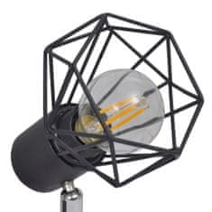 Greatstore Černý industriální rám se 4 bodovými LED žárovkami, drátěná stínítka