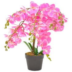 Greatstore Umělá rostlina orchidej s květináčem růžová 60 cm