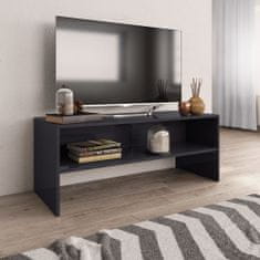 Greatstore TV stolek šedý s vysokým leskem 100 x 40 x 40 cm dřevotříska