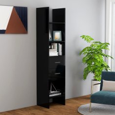 Greatstore Knihovna černá s vysokým leskem 40 x 35 x 180 cm dřevotříska