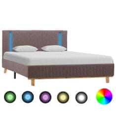 Greatstore Rám postele s LED světlem taupe textil 140 x 200 cm