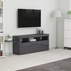 Greatstore TV stolek šedý s vysokým leskem 120 x 30 x 50 cm dřevotříska