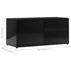 Greatstore TV stolek černý s vysokým leskem 80 x 34 x 36 cm dřevotříska