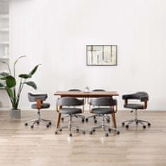 Vidaxl Otočné jídelní židle 6 ks šedé ohýbané dřevo a textil