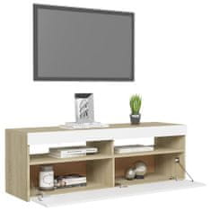 Greatstore TV skříňka s LED osvětlením bílá a dub sonoma 120 x 35 x 40 cm