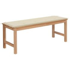 Greatstore Zahradní lavice s krémovou poduškou 120 cm masivní teak