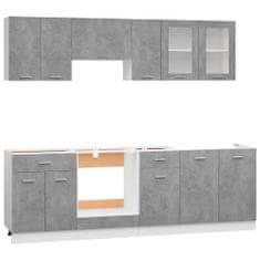 Petromila 8dílný set kuchyňských skříněk betonově šedý kompozitní dřevo