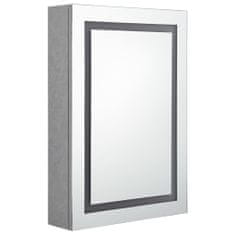 Greatstore LED koupelnová skřínka se zrcadlem betonově šedá 50x13x70 cm