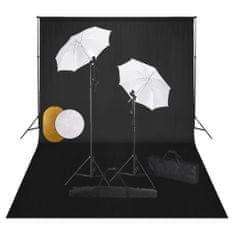 Greatstore Foto studio set s lampami, deštníky, pozadím a odraznou deskou