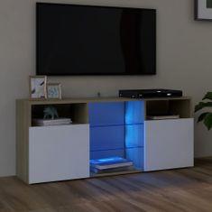 Greatstore TV skříňka s LED osvětlením bílá a dub sonoma 120 x 30 x 50 cm