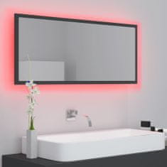 Vidaxl Koupelnové zrcadlo LED šedé 100 x 8,5 x 37 cm dřevotříska