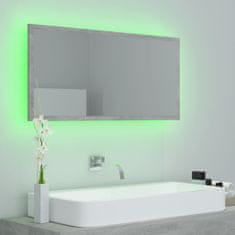 Greatstore LED koupelnové zrcadlo betonově šedé 90x8,5x37 cm dřevotříska