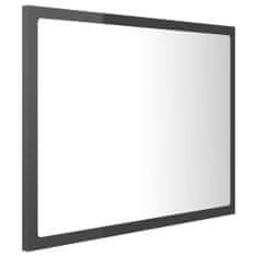 Vidaxl LED koupelnové zrcadlo šedé vysoký lesk 60x8,5x37cm dřevotříska