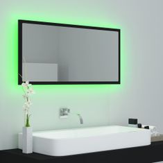 Vidaxl Koupelnové zrcadlo LED černé 90 x 8,5 x 37 cm dřevotříska