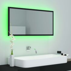 Greatstore LED koupelnové zrcadlo lesklé černé 90x8,5x37 cm dřevotříska