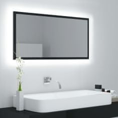 Greatstore LED koupelnové zrcadlo lesklé černé 90x8,5x37 cm dřevotříska