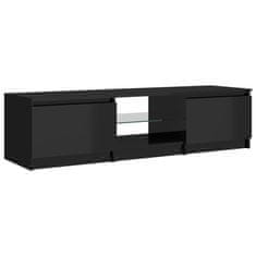 Greatstore TV skříňka s LED osvětlením černá vysoký lesk 140x40x35,5 cm