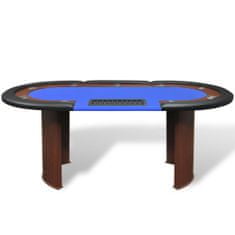 Greatstore Pokerový stůl pro 10 hráčů, zóna pro dealera + držák na žetony, modrý