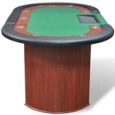 Vidaxl Pokerový stůl pro 10 hráčů, zóna pro dealera + držák na žetony, zelený