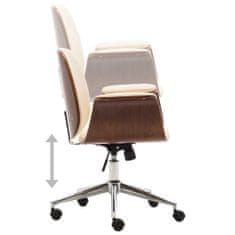 Greatstore Kancelářská židle krémová ohýbané dřevo a umělá kůže