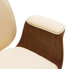 Greatstore Kancelářská židle krémová ohýbané dřevo a umělá kůže