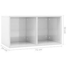 Vidaxl Úložný box na LP desky bílý vysoký lesk 71x34x36 cm dřevotříska