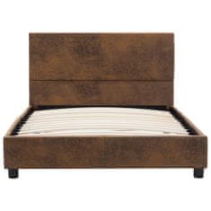 Greatstore Rám postele hnědý umělá broušená kůže 100 x 200 cm
