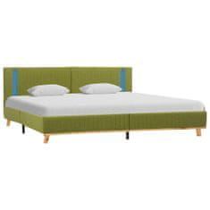 Greatstore Rám postele s LED světlem zelený textil 180 x 200 cm
