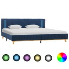 Greatstore Rám postele s LED světlem modrý textil 180 x 200 cm