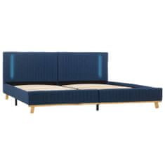 Greatstore Rám postele s LED světlem modrý textil 180 x 200 cm