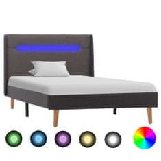 Greatstore Rám postele s LED světlem šedý textil 100 x 200 cm