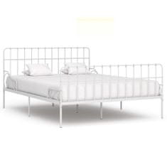 Greatstore Rám postele s laťkovým roštem bílý kov 180 x 200 cm