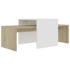 Greatstore Set konferenčních stolků bílý a sonoma 100x48x40 cm dřevotříska